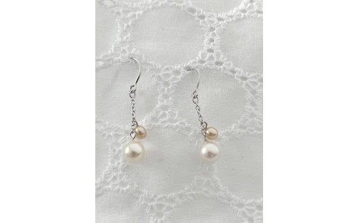 1354 二見結ひ　真鍮ピアス（あこや真珠6.0mm、淡水真珠3.0mm）08　真鍮　二見　夫婦岩　あこや真珠　ギフト　プレゼント　普段使い