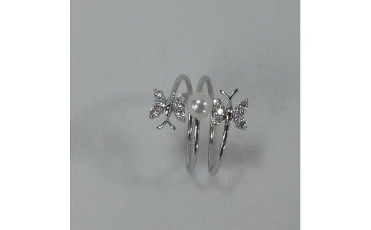 1649　あこや本真珠リング・ダブルバタフライ