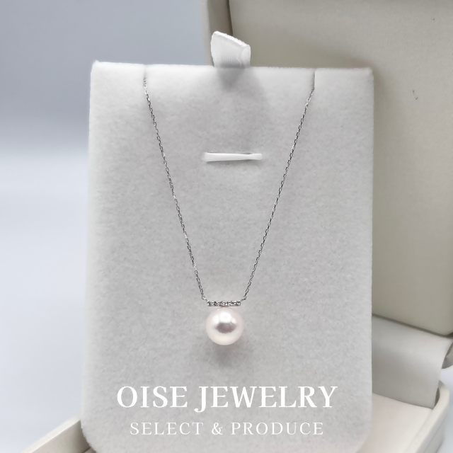 1711　PT900/850　ダイヤモンド0.03ct　アコヤ真珠ペンダント　8.0mmUP