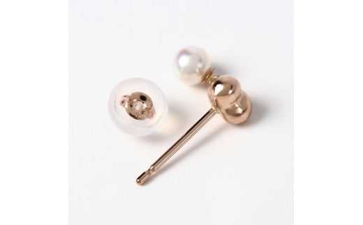 709　K18PGあこや本真珠ピアス　ハート　3mmUP