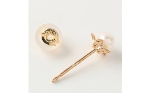 710　K18YGあこや本真珠ピアス　星　3mmUP