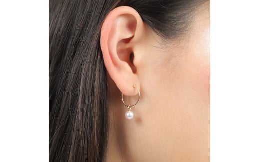 1095　Ｋ18ＹＧあこや本真珠2WAYフープピアス
