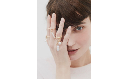 1265【vertical】K18YGアコヤホワイトパールリング