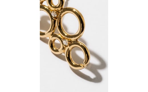 1266【bubble】K18YGダイヤモンドアコヤブルーパールピアス