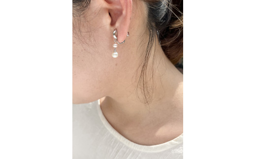 1360 二見結ひ　シルバーイヤリング（あこや真珠6.0mm、淡水真珠4.0mm）16　シルバー　二見　夫婦岩　あこや真珠　ギフト　プレゼント　普段使い