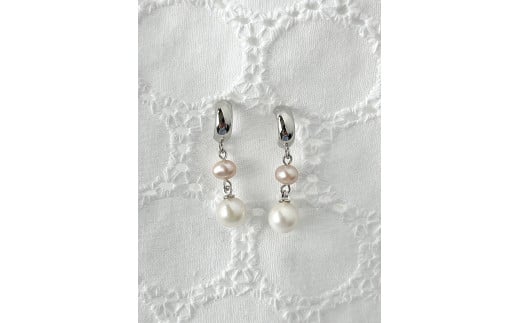 1368 二見結ひ　シルバーピアス（あこや真珠6.0mm、淡水真珠4.0mm）17　シルバー　二見　夫婦岩　あこや真珠　ギフト　プレゼント　普段使い