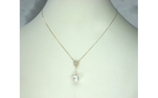 279K18あこや　ダイヤペンダントネックレス　8.5mmUP