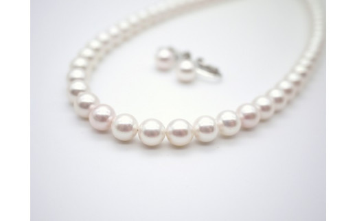 993　7.5-8.0mmアコヤ真珠ネックレスイヤリングセット