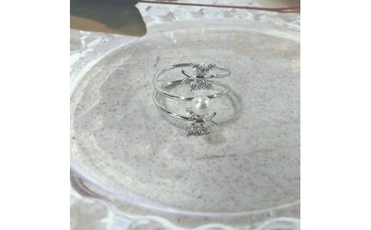 1649　あこや本真珠リング・ダブルバタフライ