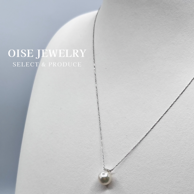 1710　PT900/850　ダイヤモンド0.02ct　アコヤ真珠ペンダント　8.0mmUP