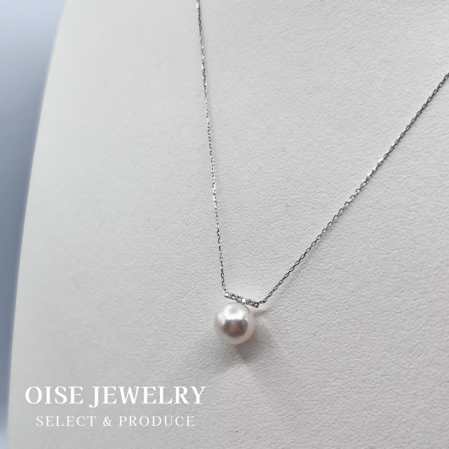 1711　PT900/850　ダイヤモンド0.03ct　アコヤ真珠ペンダント　8.0mmUP