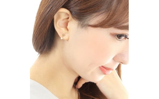 709　K18PGあこや本真珠ピアス　ハート　3mmUP