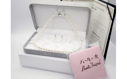 993　7.5-8.0mmアコヤ真珠ネックレスイヤリングセット