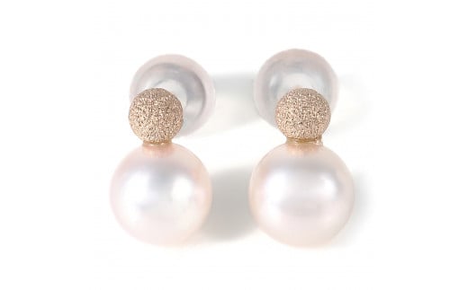1027K18PGあこや本真珠ピアス　フラッシュボール