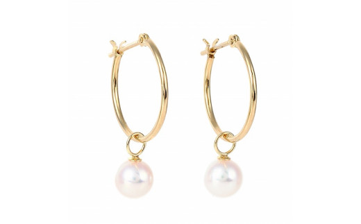 1095　Ｋ18ＹＧあこや本真珠2WAYフープピアス