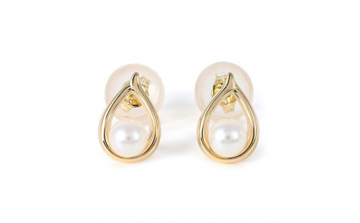 1100Ｋ18ＹＧあこや本真珠ピアス　しずく