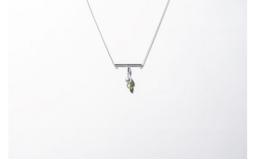 1262【mini bar】Ptアコヤブルーパールペリドットネックレス