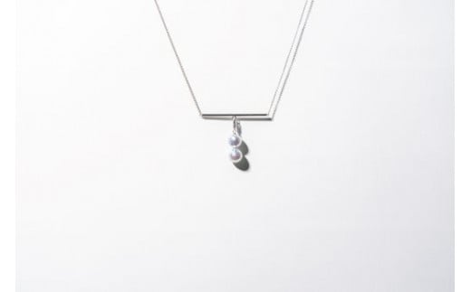 1263【the bar】Ptアコヤブルーパール2ドロップネックレス