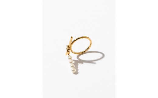 1264【line】K18YGベビーパール4ドロップリング