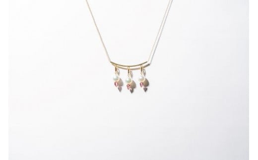 1269【half moon】K18YGアコヤホワイトパールピンクトルマリンネックレス