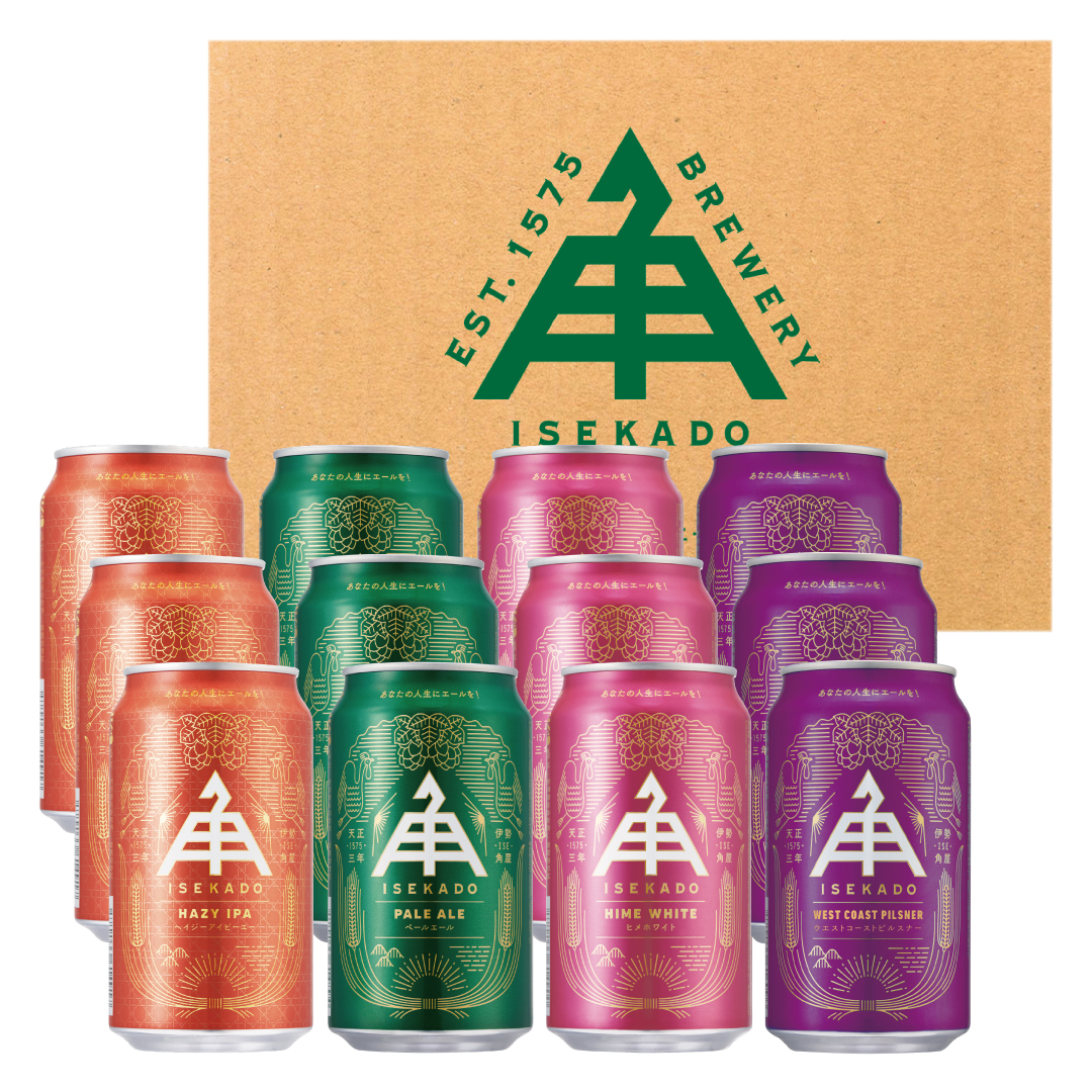 1726　ISEKADO　新定番ビール　4種12缶セット 伊勢角屋麦酒 伊勢角 セット12缶 ビール お酒 クラフトビール 三重県 伊勢 世界大会金賞 金賞 ペールエール お中元 ギフト 贈り物 晩酌 地ビール 爽快 飲み比べ