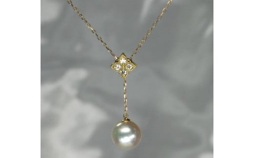 279K18あこや　ダイヤペンダントネックレス　8.5mmUP