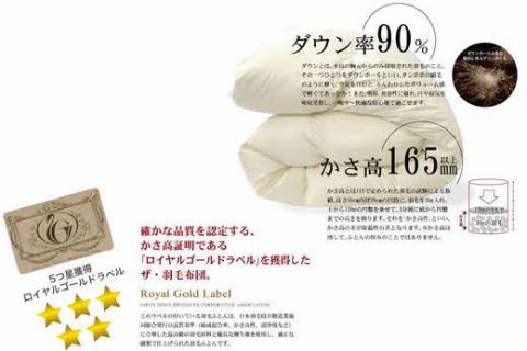 【12-18】ザ・羽毛布団 ロイヤルゴールドラベル  セミダブル 170×210cm　ザ・羽毛布団 ロイヤルゴールドラベル ポーランド産ホワイトダックダウン93％ 日本羽毛製品協同組合 品質推奨ラベル
