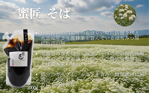 【002204】国産 そば蜜 1000g（エコパック）と蜜キレボトルセット