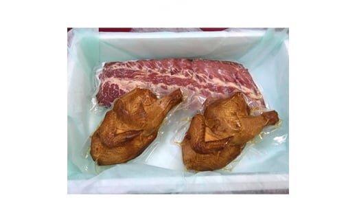 ★クリスマス限定★【12月中旬にお届け】スペアリブスモーク約650g×1個 ＋ 半丸チキンスモーク約400g×2個