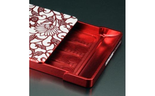 名刺ケース　ジュラルミン削り出し＜アラベスク＞RED