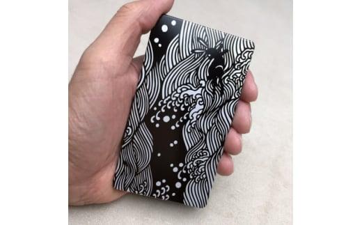 名刺ケース ジュラルミン削り出し＜波にうさぎ＞BLACK