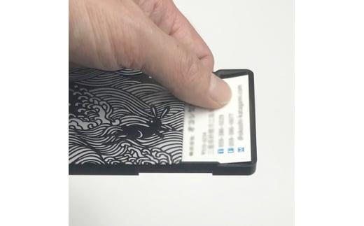 名刺ケース ジュラルミン削り出し＜波にうさぎ＞BLACK