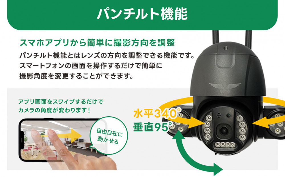 監視・防犯カメラ 屋外 家庭用 夜間フルカラー ゴマちゃん防犯灯  WTW-E1856GBX
