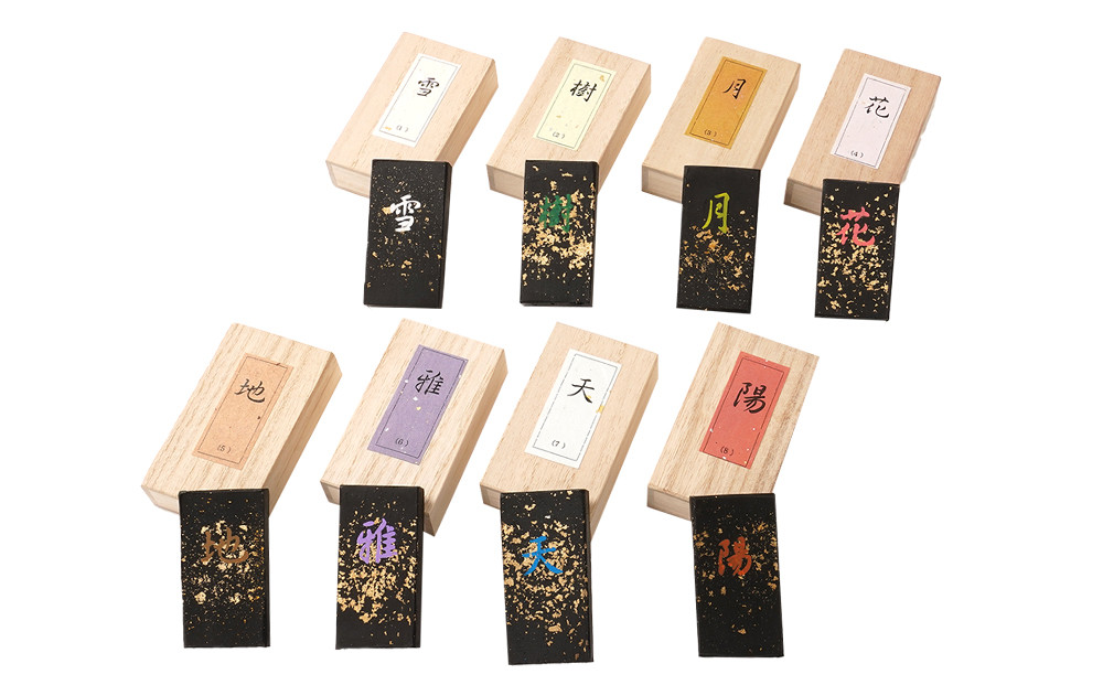 鈴鹿墨 書道用墨 「雪月風花8色セット」