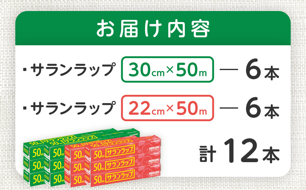 サランラップ2種セット計12本　《30cm×50m　6本》《22cm×50m　6本》