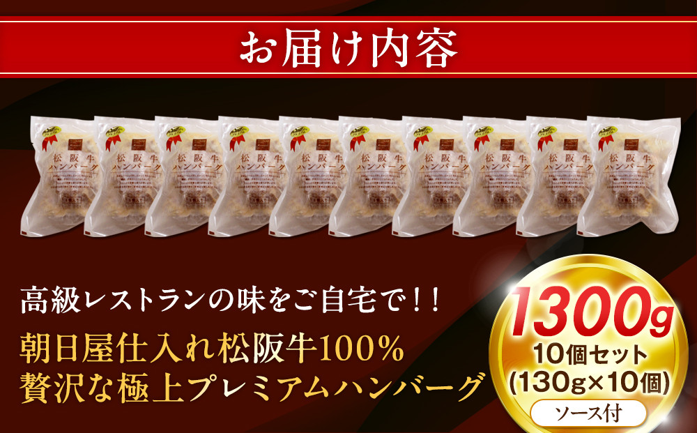 松阪牛100％ハンバーグ　１０個セット