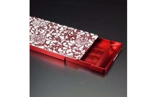 名刺ケース　ジュラルミン削り出し＜アラベスク＞RED