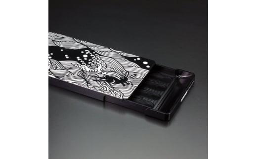 名刺ケース ジュラルミン削り出し＜波にうさぎ＞BLACK