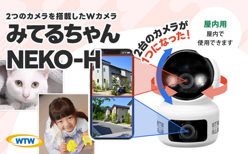 見守りペットカメラ 監視・防犯カメラ みてるちゃんシリーズ WTW-NEKO-H