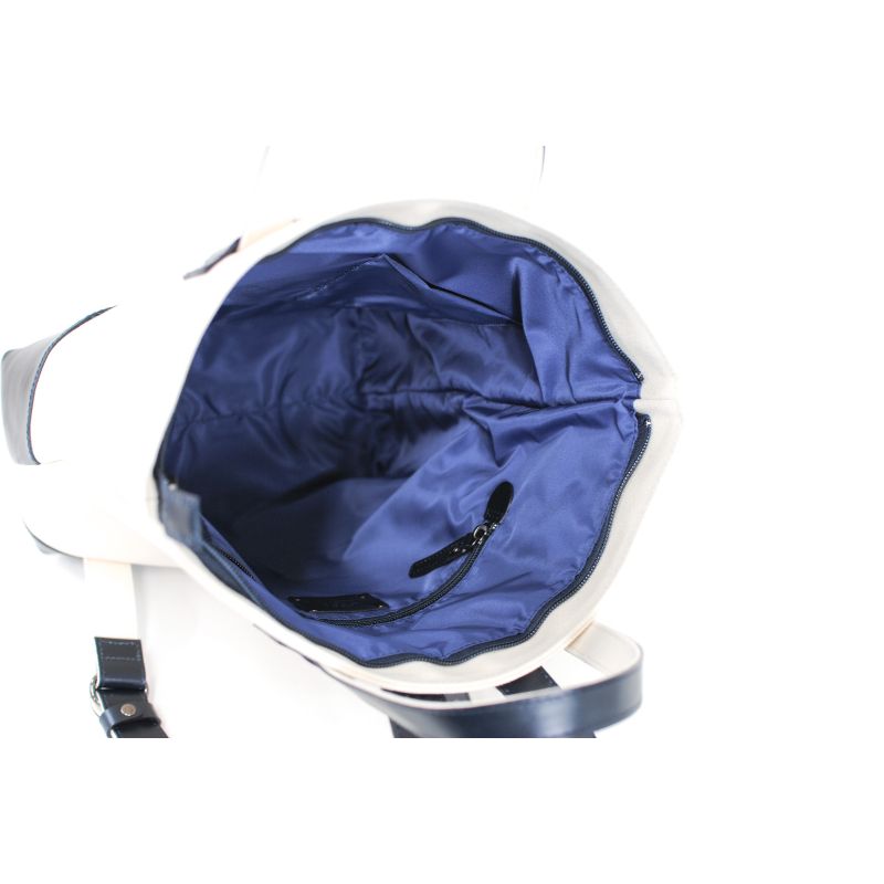 レディース　国産　キャンバスリュックサック　7M7-1048（ナチュラル×ネイビー）