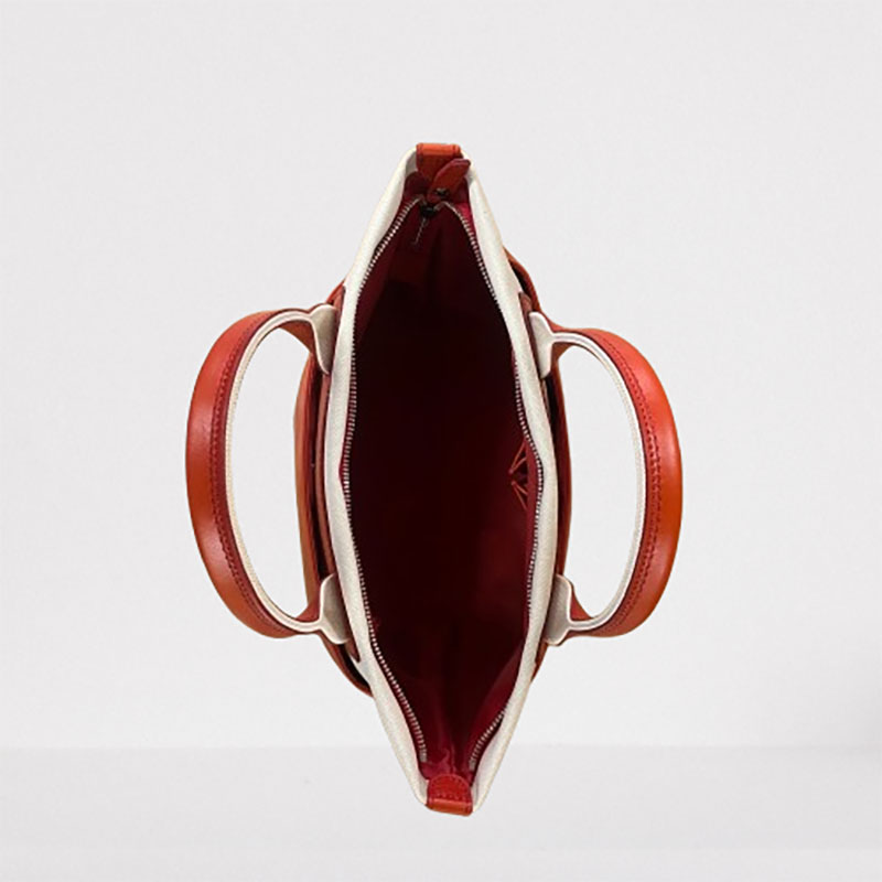 レディース　国産　キャンパスミニトート　7M8-1064（ナチュラル×レッド）