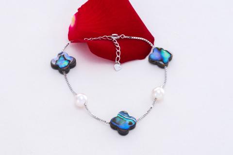 L-41アコヤ真珠＆アワビ貝 ブレスレット