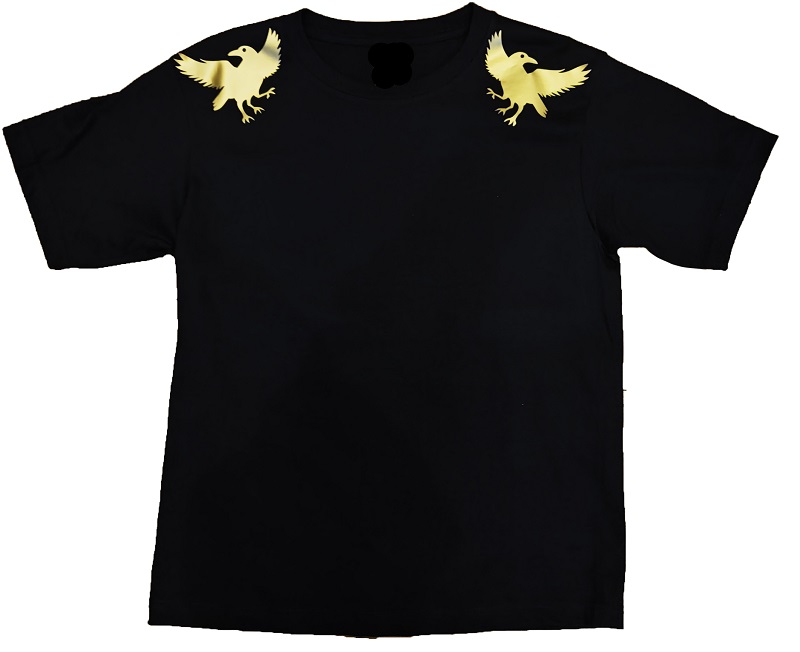 熊野古道　導きのカラス ゴールドＴシャツ　黒（Lサイズ）【mrm0120-3】