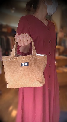 熊野番茶染めキャンバスミニトート　茶色（銅媒染）【mrm0105】