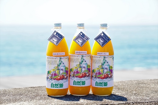 自然塾　柑橘100%まるごと絞りジュース　３本入り　みかんジュース オレンジ ポンカン 不知火 温州 ドリンク 飲料 飲み物 朝食 無添加 季節 旬【szjk0008】
