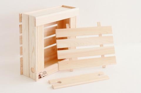 ルーター ケーブル ボックス Sサイズ 収納 / 紀州産 桧 神棚屋さんが作る 木製 2段収納 Wi-Fi コンセント 新生活【ymku0020】