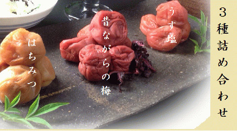 梅干し 熊野乃梅 3種詰合せ（昔・うす塩・はちみつ）【snby0008】