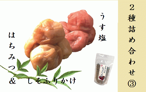 梅干し 熊野乃梅 2種詰合せ? うす塩（塩分9％） はちみつ（塩分8％） しそふりかけ【snby0011】