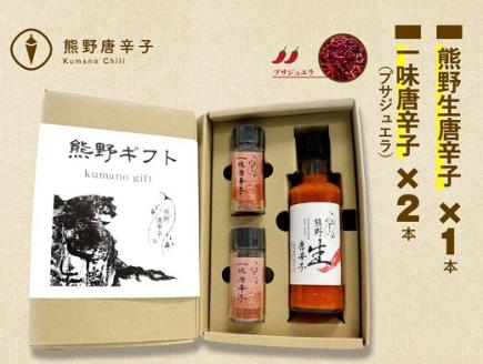 <テレビで紹介されました> 熊野唐辛子ギフト④ (一味唐辛子(プサジュエラ)×2本と生唐辛子のセット) 希少 国産唐辛子【kmng0019】