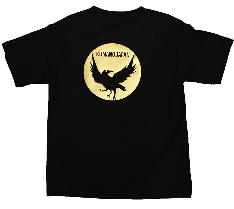 熊野古道　導きのカラス ゴールドＴシャツ　黒（Sサイズ）【mrm0120-1】
